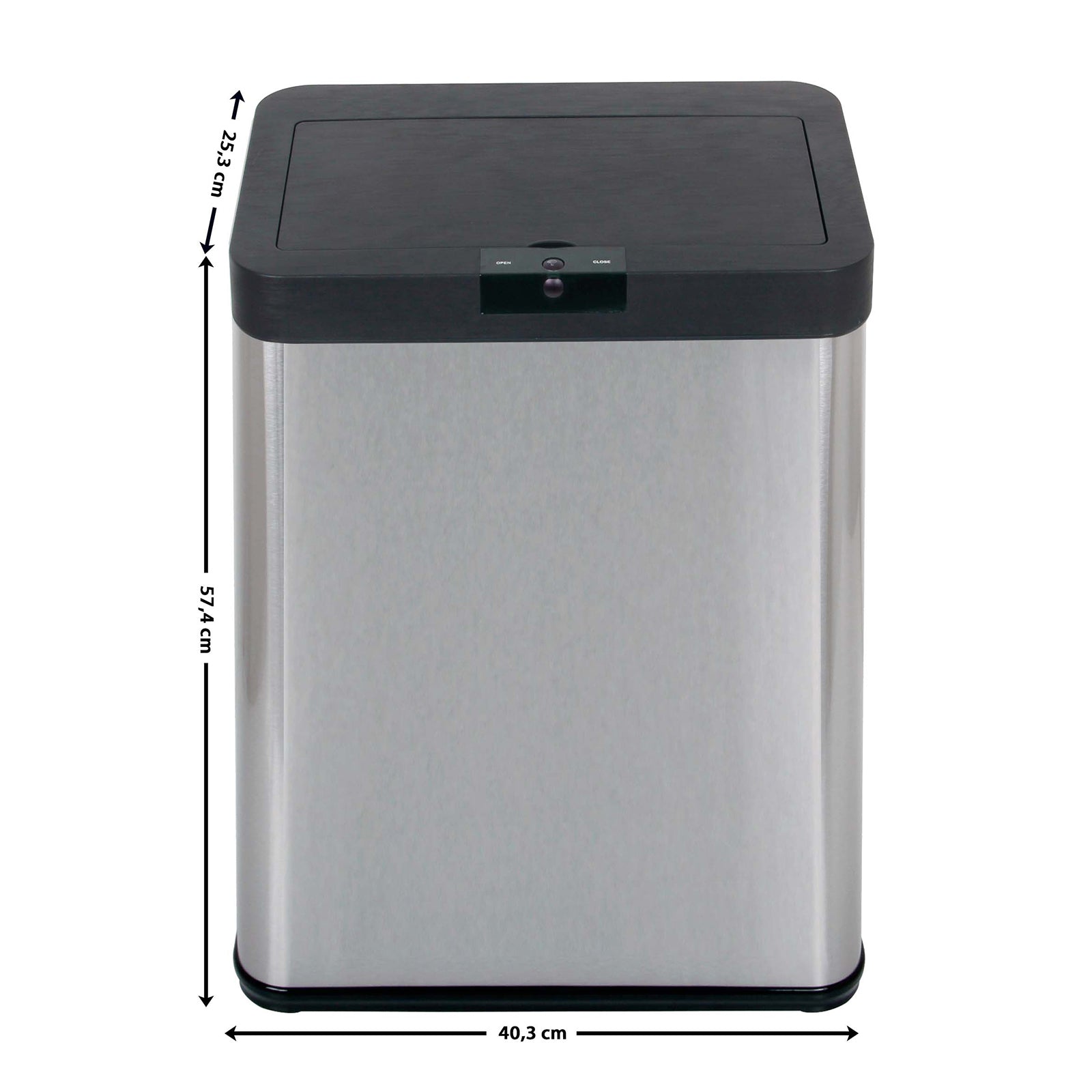 ECHTWERK Sensor-Abfalleimer Schwarz aus Edelstahl 48 Liter
