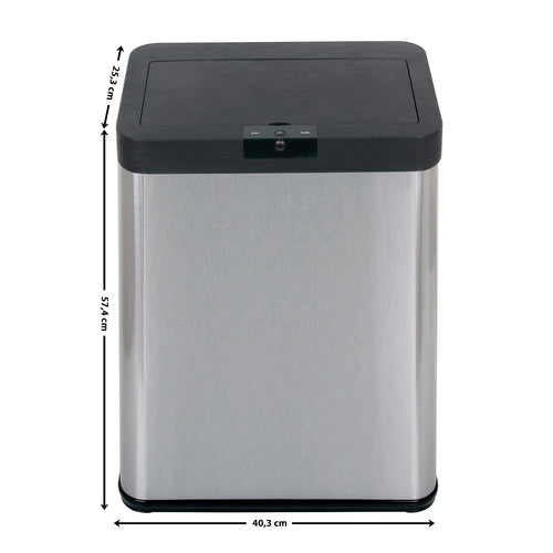 ECHTWERK Sensor-Abfalleimer Schwarz aus Edelstahl 48 Liter