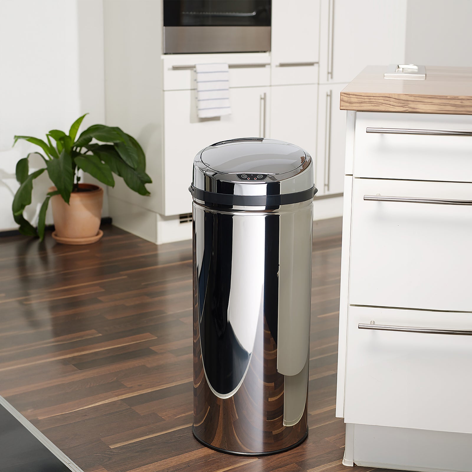 ECHTWERK Abfalleimer Mülleimer mit Sensor INOX aus Edelstahl 42 Liter