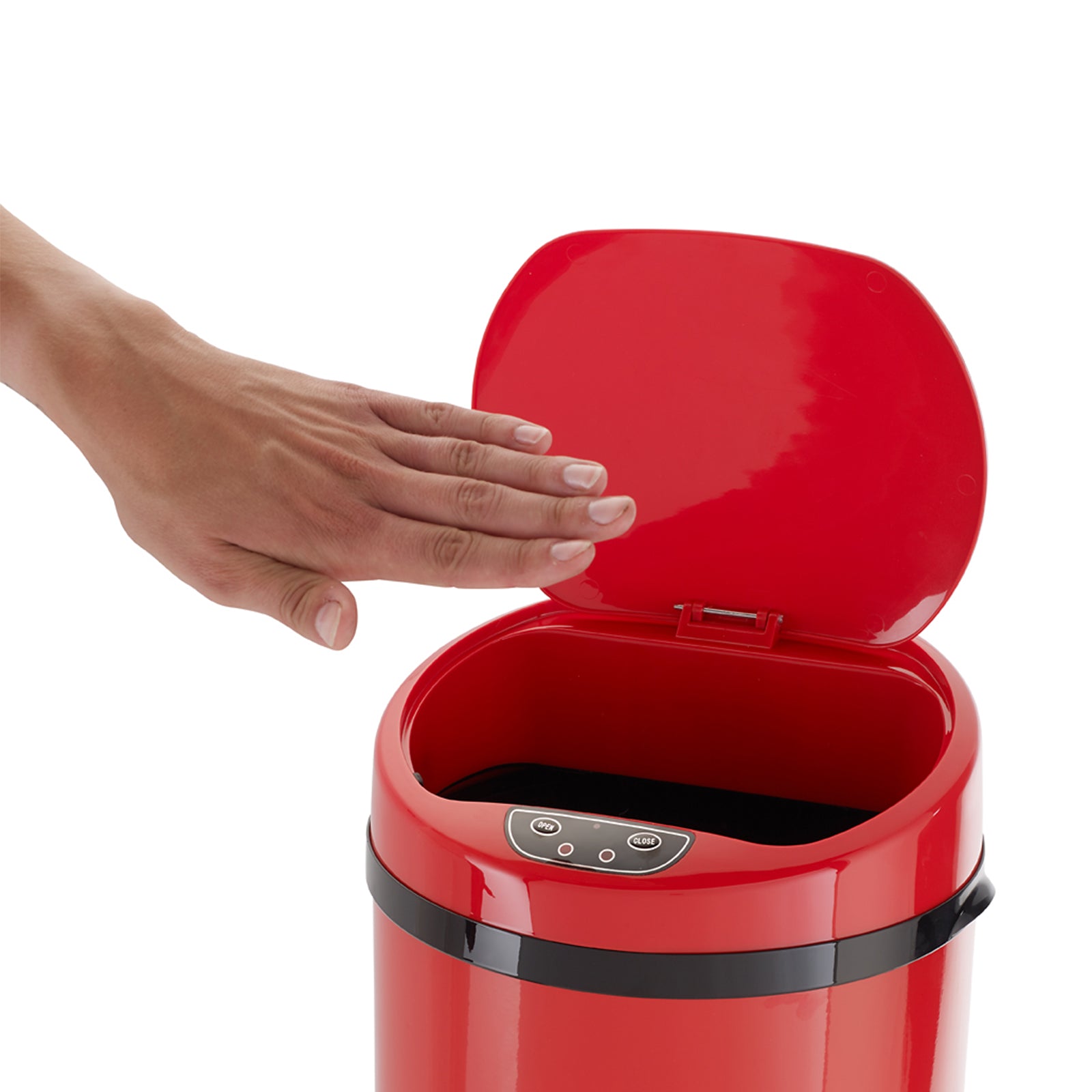 ECHTWERK Abfalleimer Mülleimer mit Sensor INOX Red aus Edelstahl 42 Liter