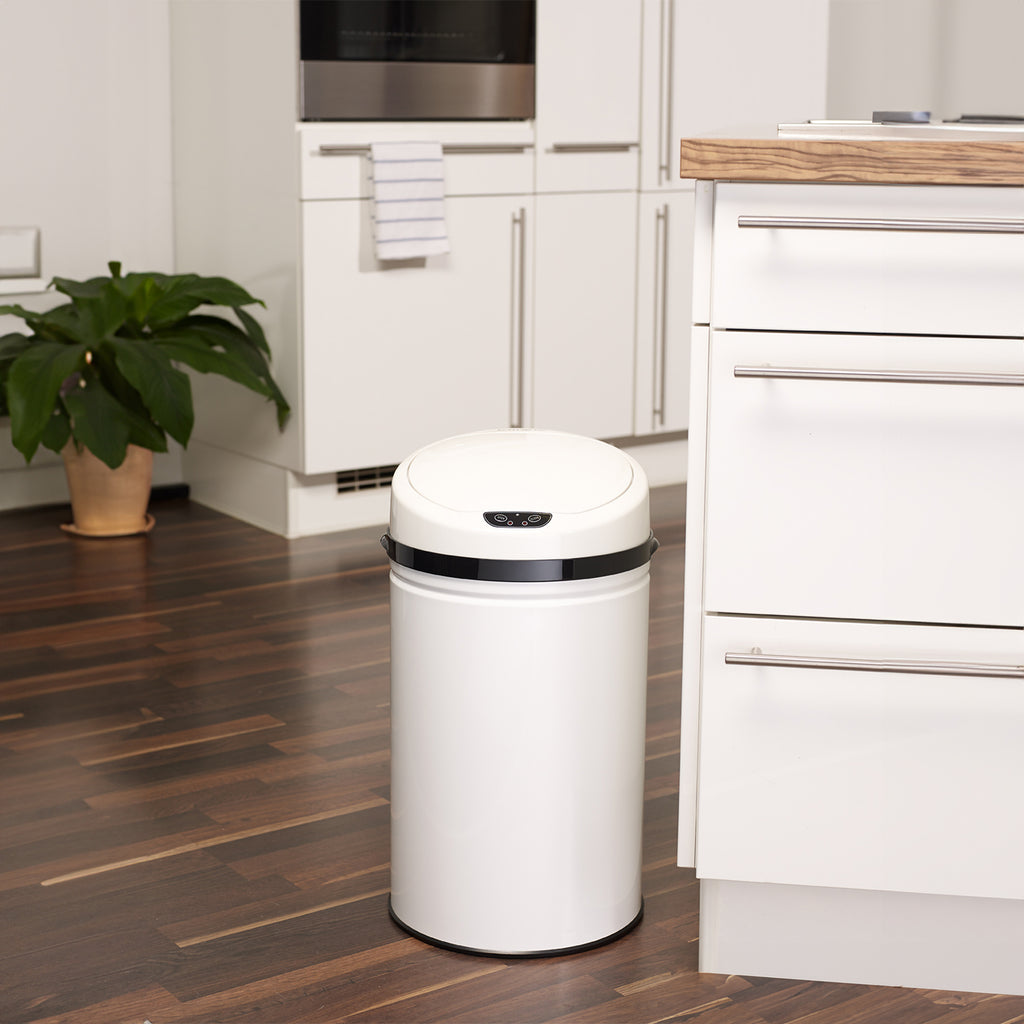 ECHTWERK Abfalleimer Mülleimer mit Sensor Weiß aus Edelstahl 30 Liter