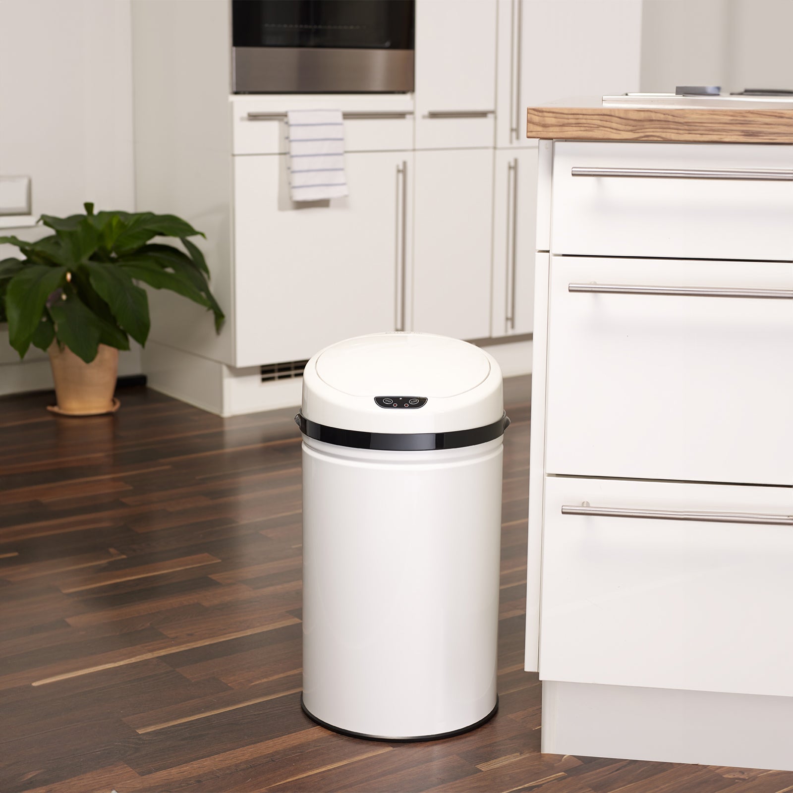 ECHTWERK Abfalleimer Mülleimer mit Sensor Weiß aus Edelstahl 30 Liter