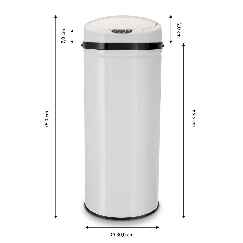ECHTWERK Abfalleimer Mülleimer mit Sensor Weiß aus Edelstahl 42 Liter