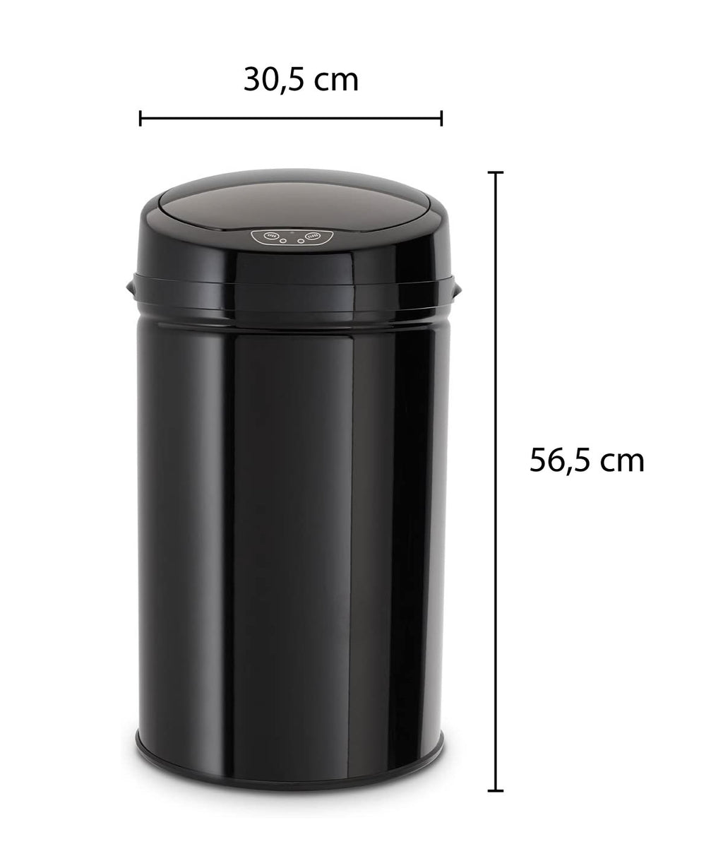 ECHTWERK Abfalleimer Mülleimer mit Sensor Schwarz aus Edelstahl 30 Liter
