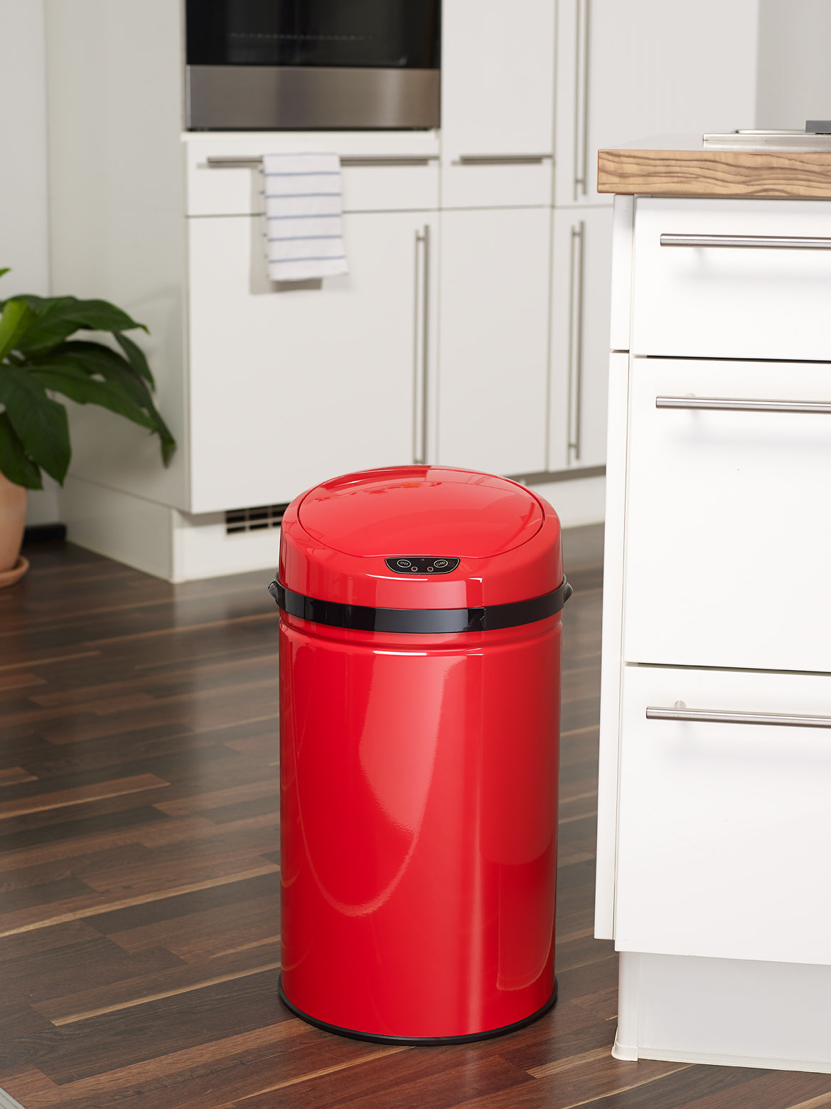 ECHTWERK Abfalleimer Mülleimer mit Sensor INOX Red aus Edelstahl 30 Liter