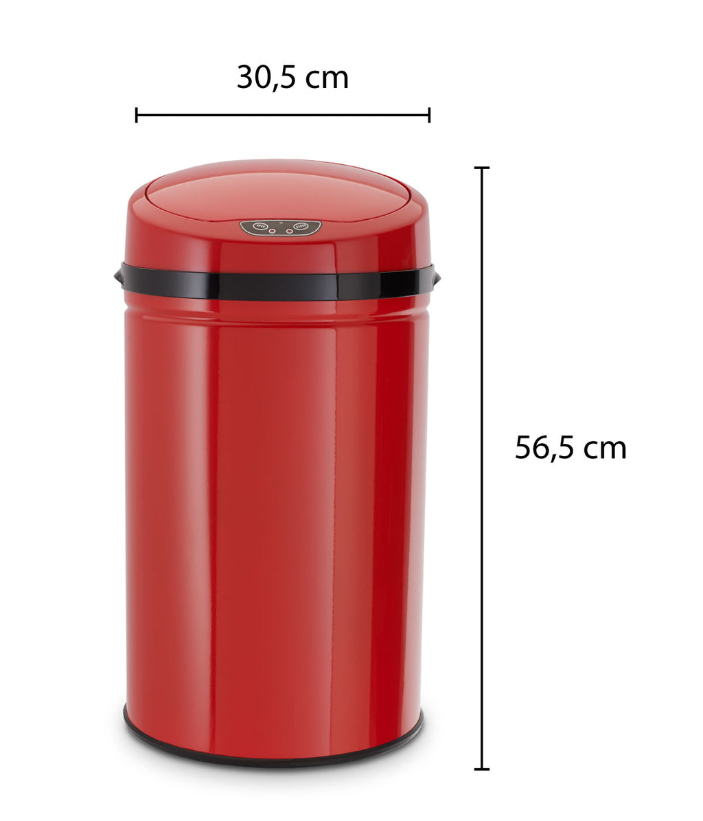ECHTWERK Abfalleimer Mülleimer mit Sensor INOX Red aus Edelstahl 30 Liter