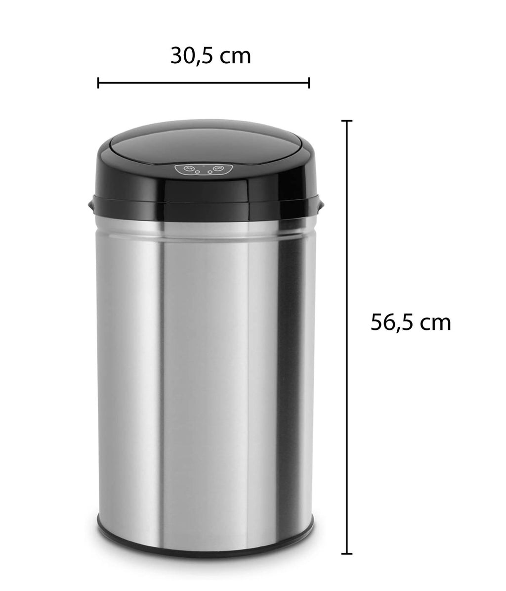 ECHTWERK Abfalleimer Mülleimer mit Sensor Schwarz aus Edelstahl 30 Liter