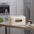 ECHTWERK Retro Brotkasten "Small" Creme aus Metall mit Sichtfenstern