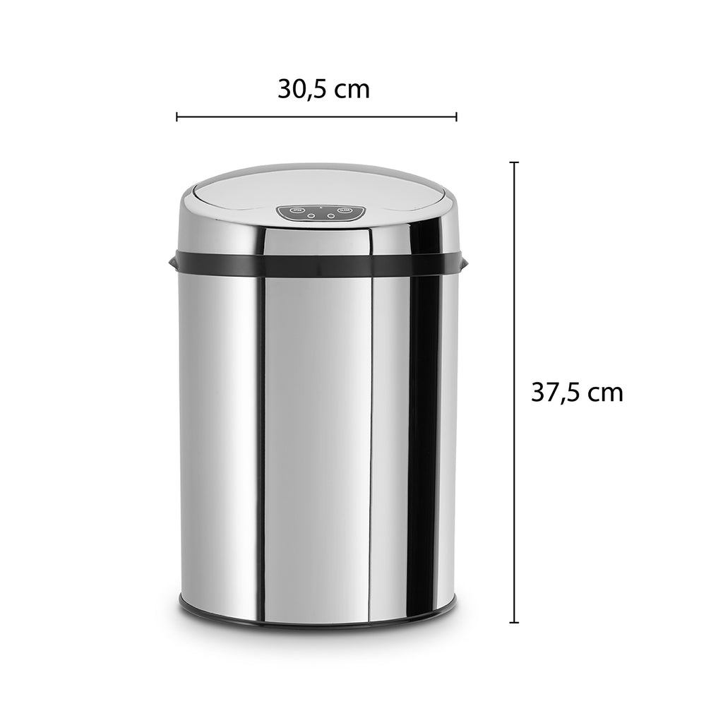 ECHTWERK Büro-/Bad-/Kosmetikabfalleimer INOX aus Edelstahl 9 Liter mit Sensor