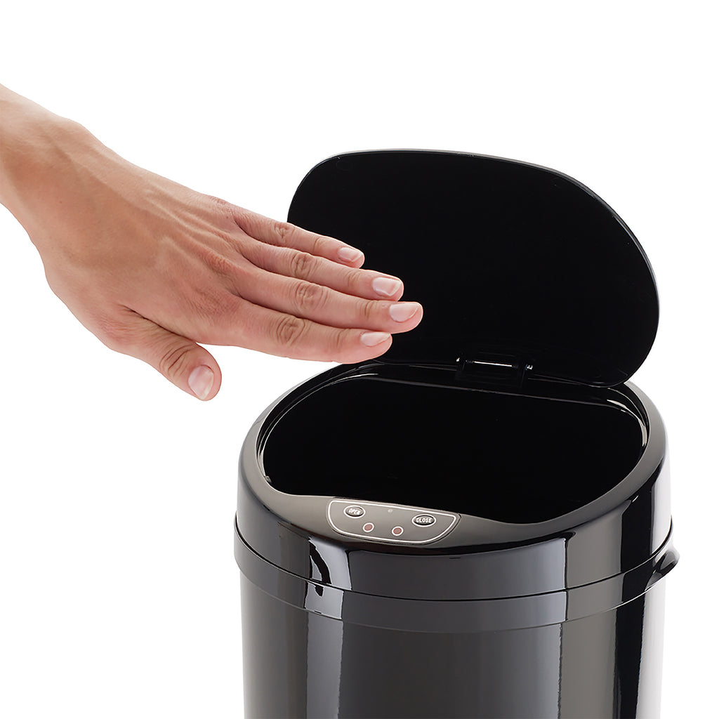 ECHTWERK Büro-/Bad-/Kosmetikabfalleimer Schwarz aus Edelstahl 9 Liter mit Sensor