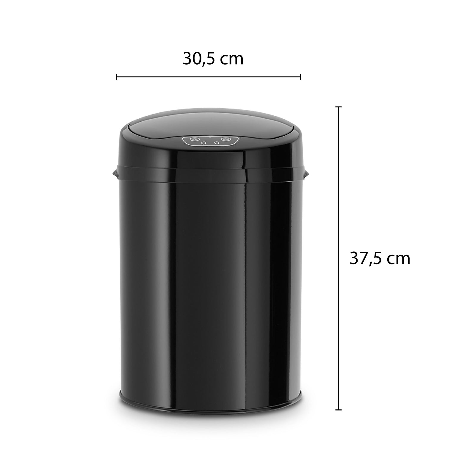 ECHTWERK Büro-/Bad-/Kosmetikabfalleimer Schwarz aus Edelstahl 9 Liter mit Sensor