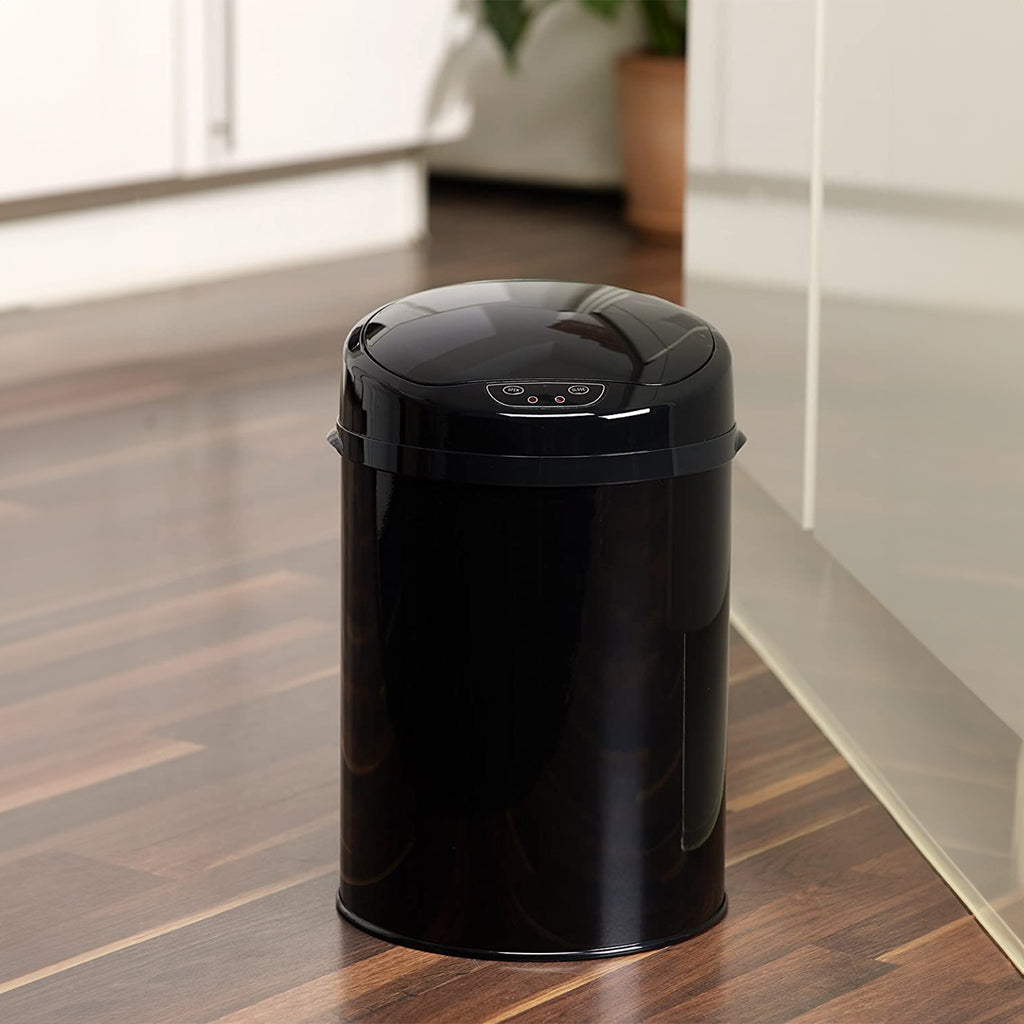 ECHTWERK Büro-/Bad-/Kosmetikabfalleimer Schwarz aus Edelstahl 9 Liter mit Sensor