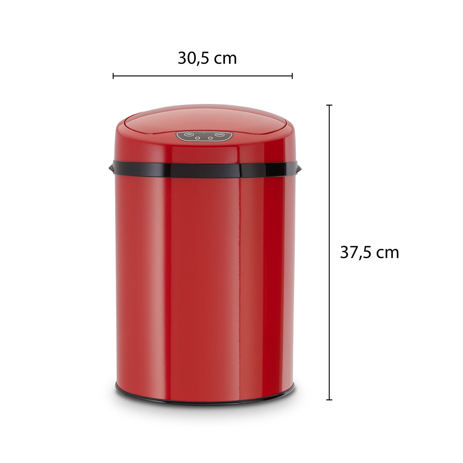 ECHTWERK Büro-/Bad-/Kosmetikabfalleimer INOX Red aus Edelstahl 9 Liter mit Sensor