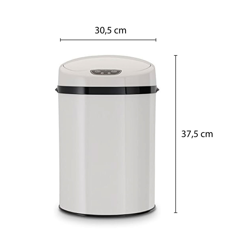 ECHTWERK Büro-/Bad-/Kosmetikabfalleimer Weiß aus Edelstahl 9 Liter mit Sensor
