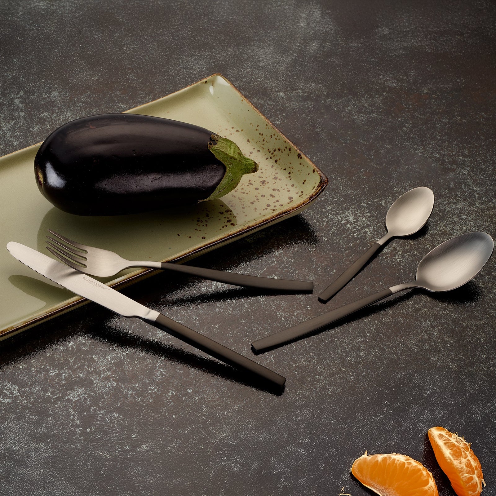ECHTWERK Tafelbesteck Positano Due-Silber/Black Edition aus Edelstahl