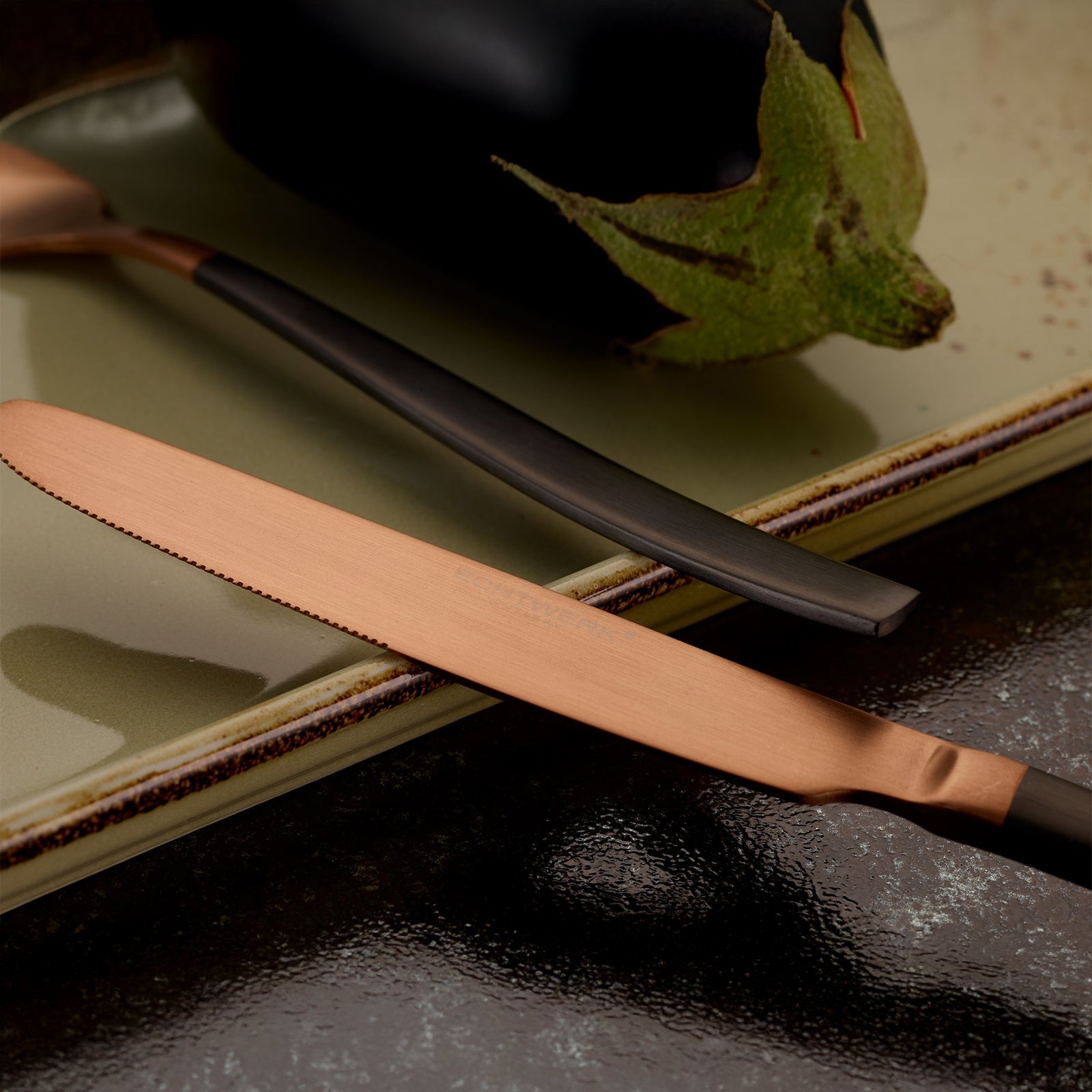 ECHTWERK Tafelbesteck Positano Due-Bronze/Black Edition Schwarz aus Edelstahl