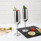 ECHTWERK Sektglas Champagnerglas Silber aus Edelstahl 250 ml