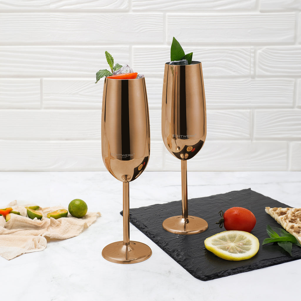 ECHTWERK Sektglas Champagnerglas Kupfer aus Edelstahl 250 ml