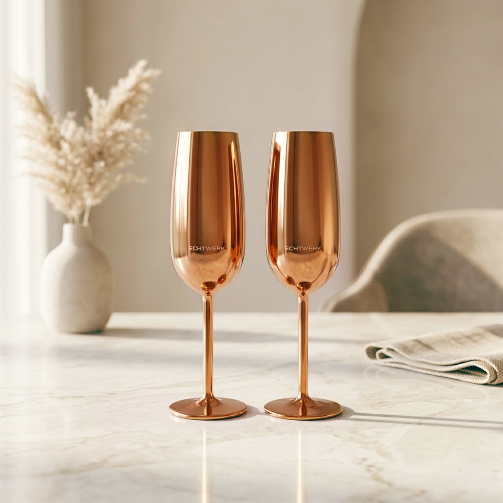 ECHTWERK Sektglas Champagnerglas Kupfer aus Edelstahl 250 ml