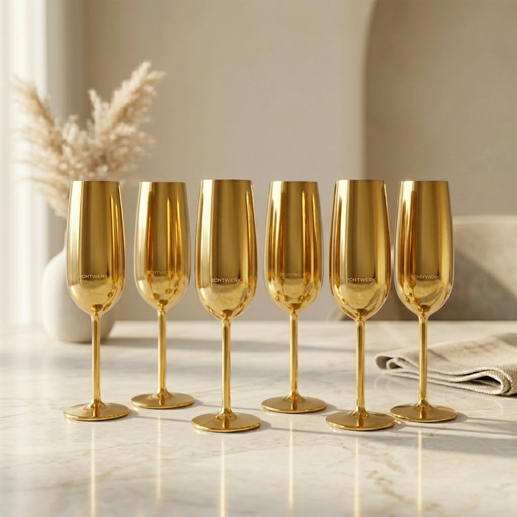 ECHTWERK Sektglas Champagnerglas Gold aus Edelstahl 250 ml