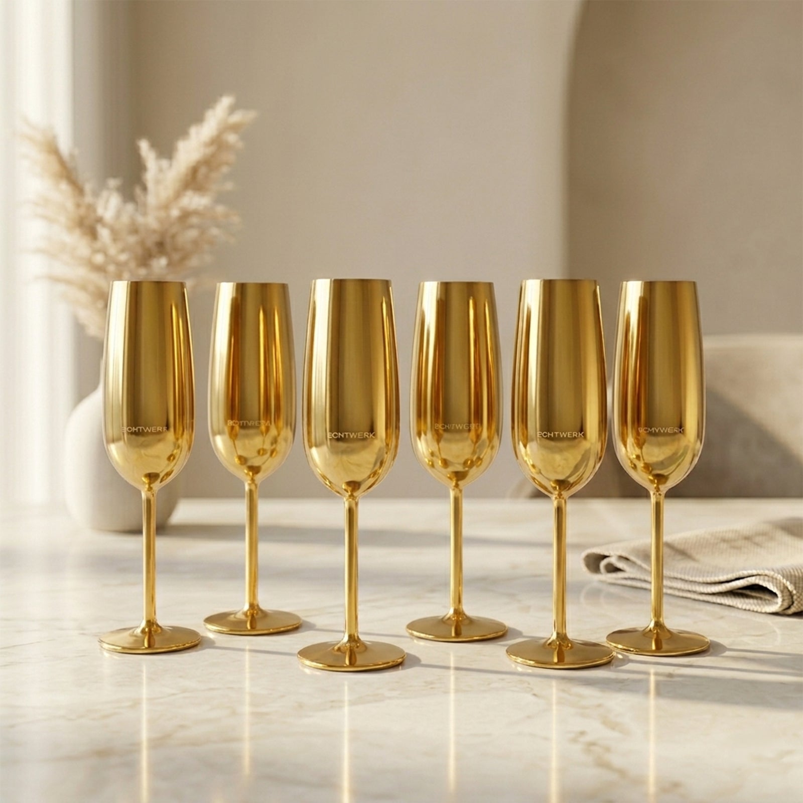 ECHTWERK Sektglas Champagnerglas Gold aus Edelstahl 250 ml