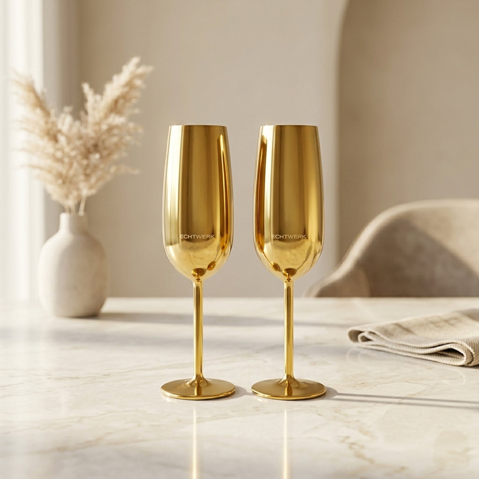 ECHTWERK Sektglas Champagnerglas Gold aus Edelstahl 250 ml
