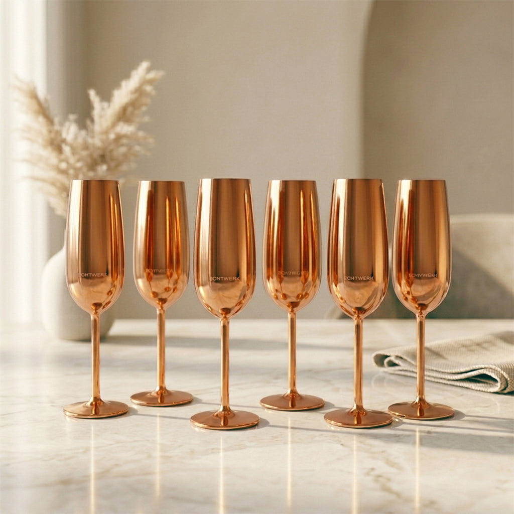 ECHTWERK Sektglas Champagnerglas Kupfer aus Edelstahl 250 ml