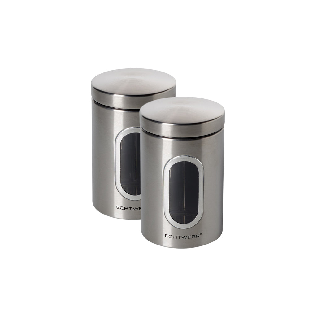 ECHTWERK Stilvolle Vorratsdosen 2er Set-brushed aus Metall mit Sichtfenstern