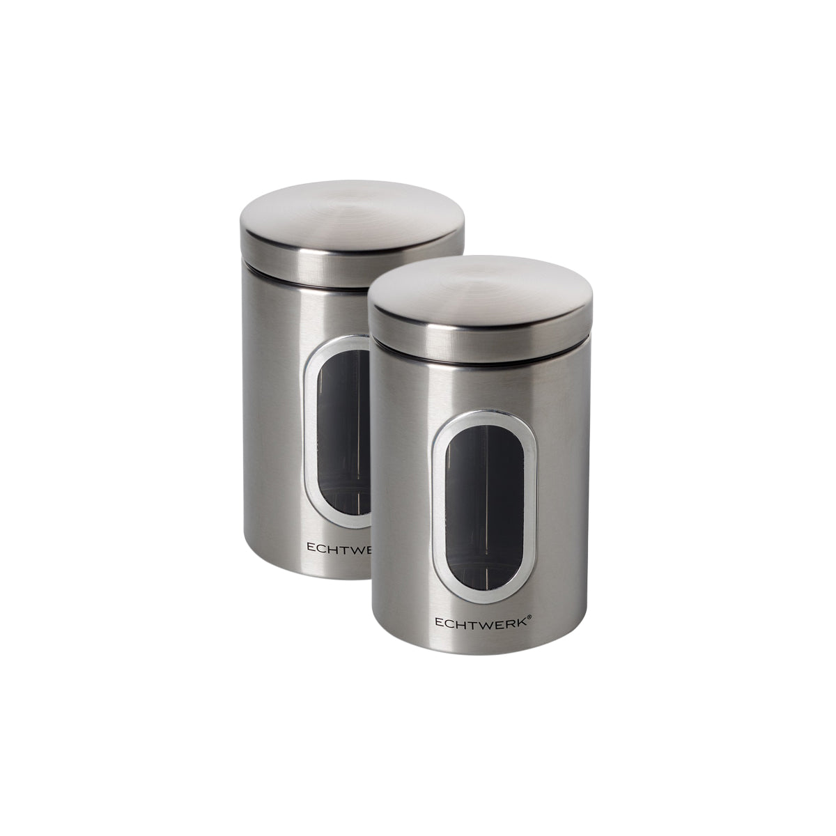 ECHTWERK Stilvolle Vorratsdosen 2er Set-brushed aus Metall mit Sichtfenstern