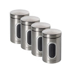 ECHTWERK Stilvolle Vorratsdosen 4er Set-brushed aus Metall mit Sichtfenstern