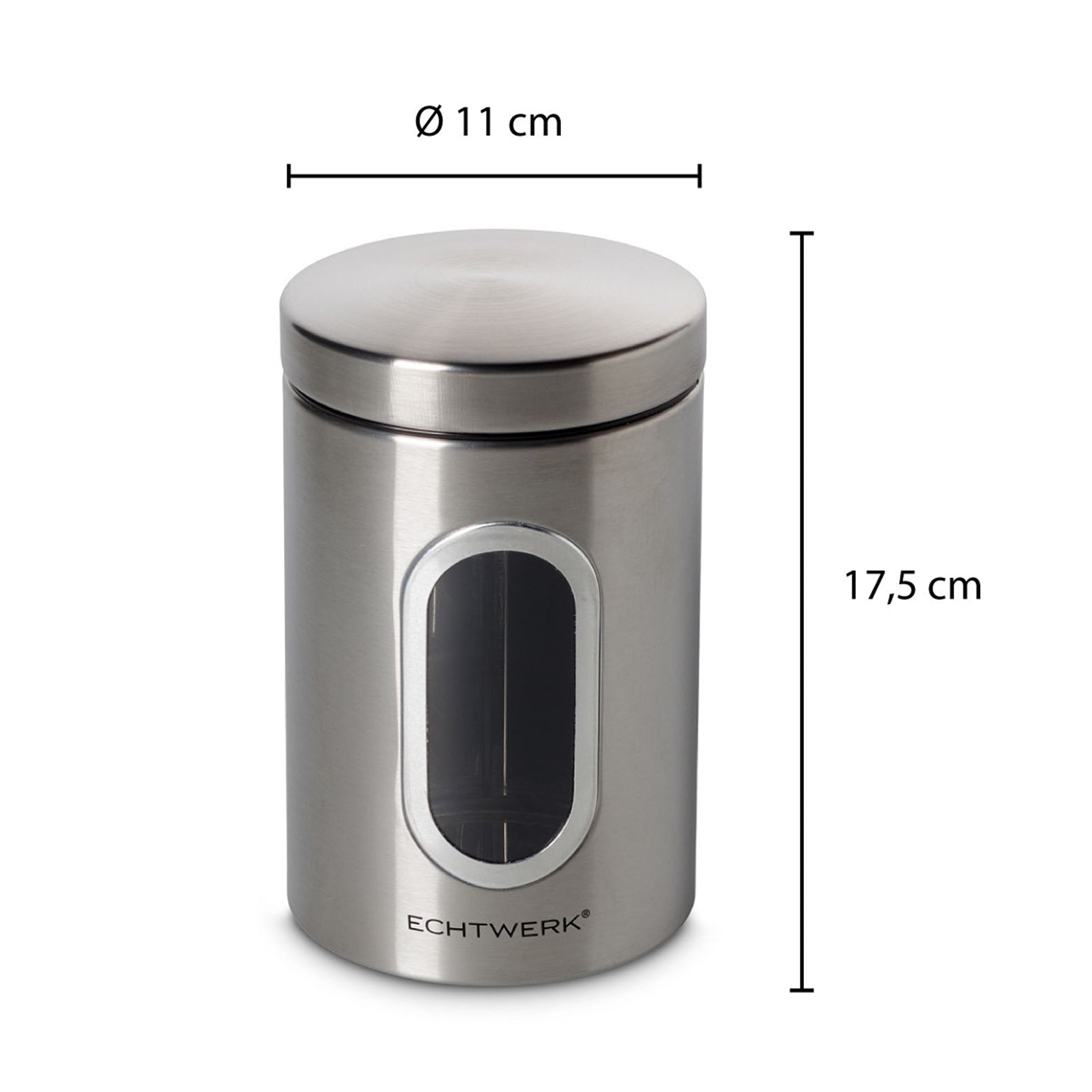 ECHTWERK stilvolle Vorratsdosen Single-Brushed aus Metall 4 L mit Sichtfenstern