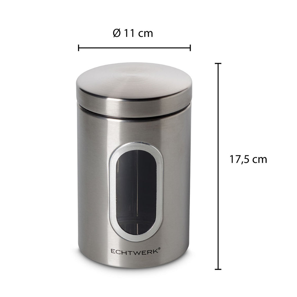 ECHTWERK Stilvolle Vorratsdosen 4er Set-brushed aus Metall mit Sichtfenstern