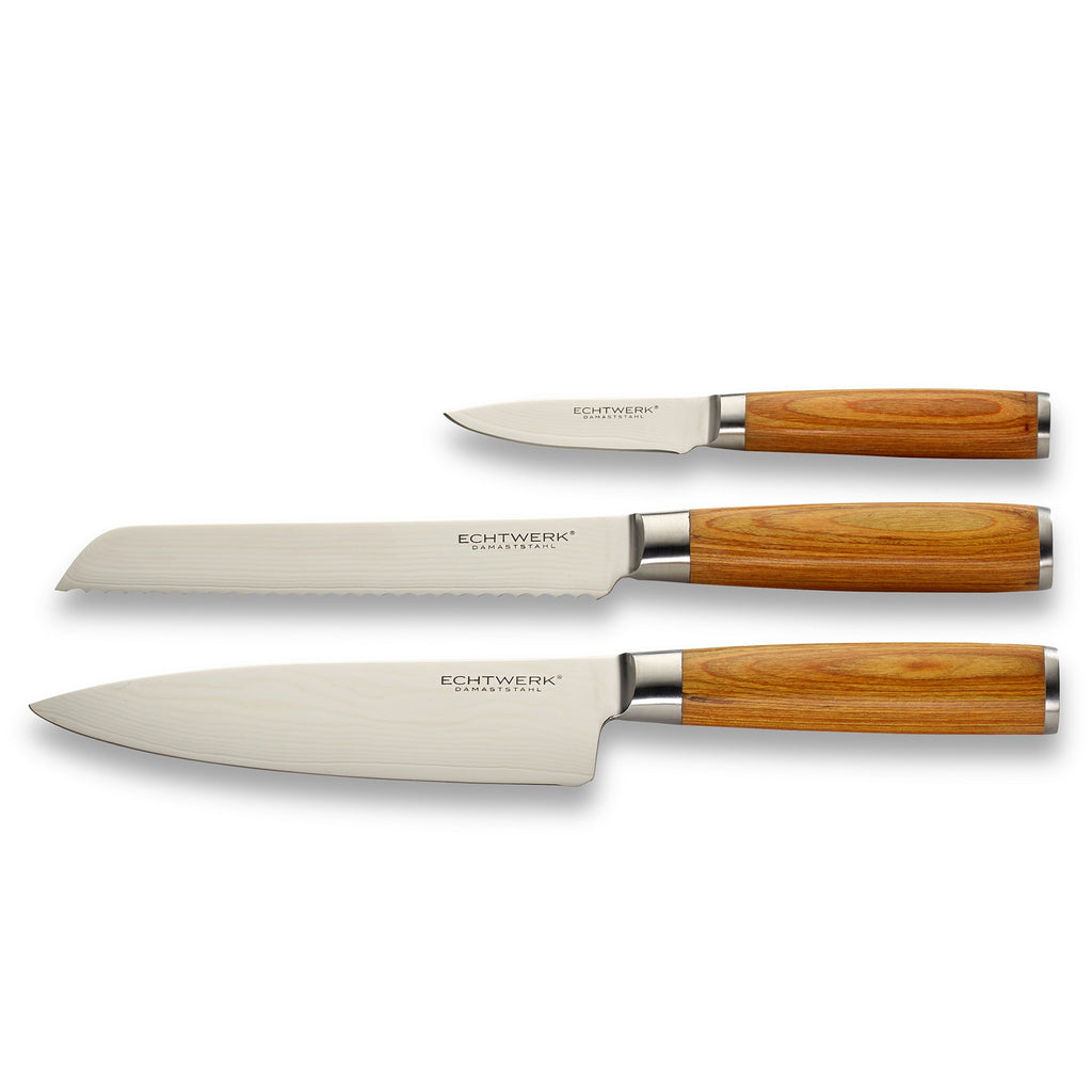 ECHTWERK Damastmesser Set 3-tlg Silber aus Stahl