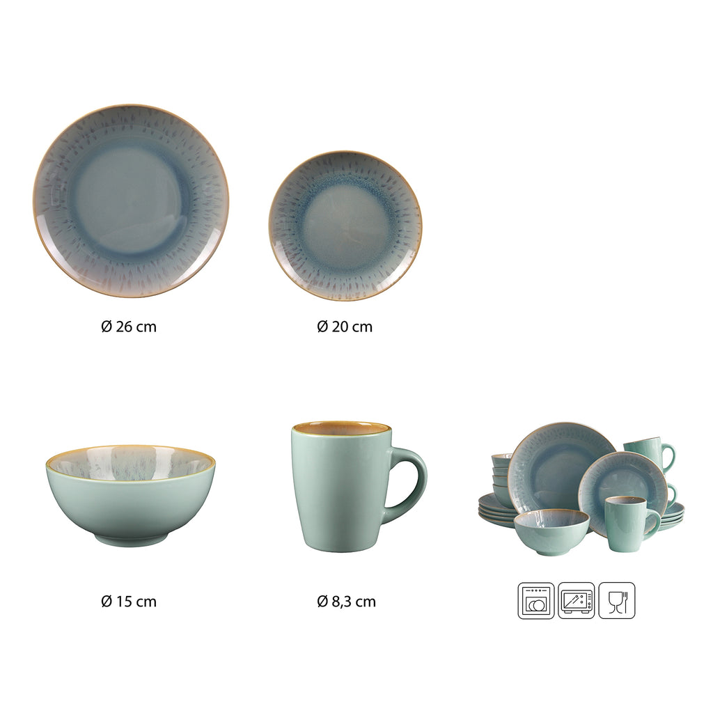 ECHTWERK 24-tlg. Vintage Tafelservice "Ana" Modern-Design aus Porzellan