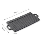 ECHTWERK Grillplatte Big 50,5 × 23 × 1,5 cm aus Gusseisen mit 2 Griffen und Emaille-Beschichtung