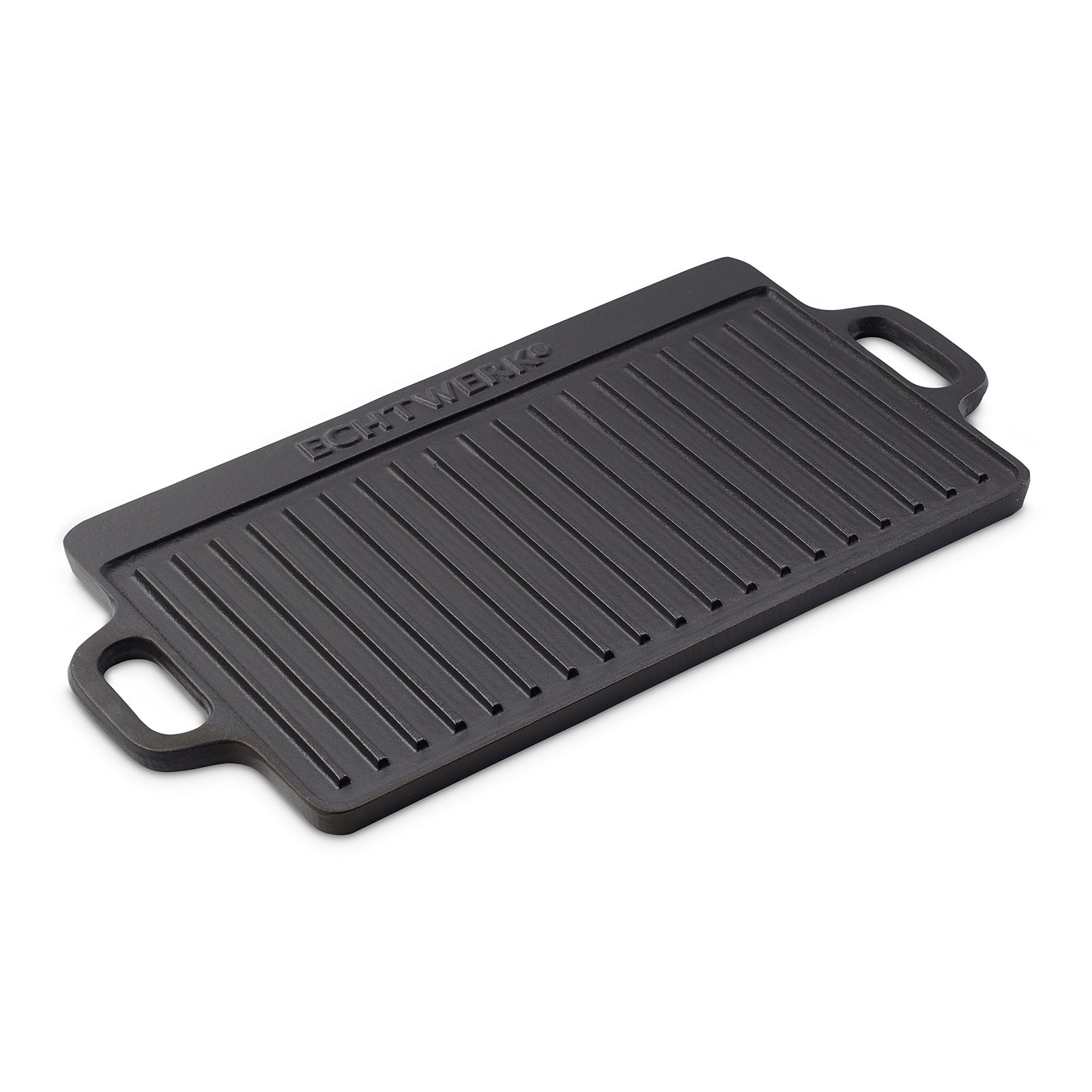 ECHTWERK Grillplatte Small 45,5 x 23 x 1,5cm aus Gusseisen mit 2 Griffen und Emaille-Beschichtung