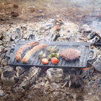 ECHTWERK Grillplatte Small 45,5 x 23 x 1,5cm aus Gusseisen mit 2 Griffen und Emaille-Beschichtung