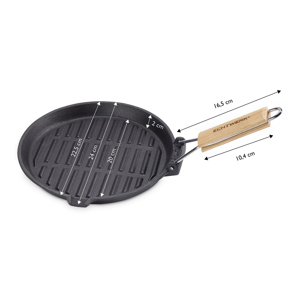 ECHTWERK Grillpfanne aus Gusseisen und Emaille-Beschichtung 24cm