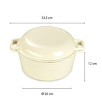 ECHTWERK Schmortopf und Servierpfanne 2-in-1 Set Creme aus Gusseisen 3,5 L