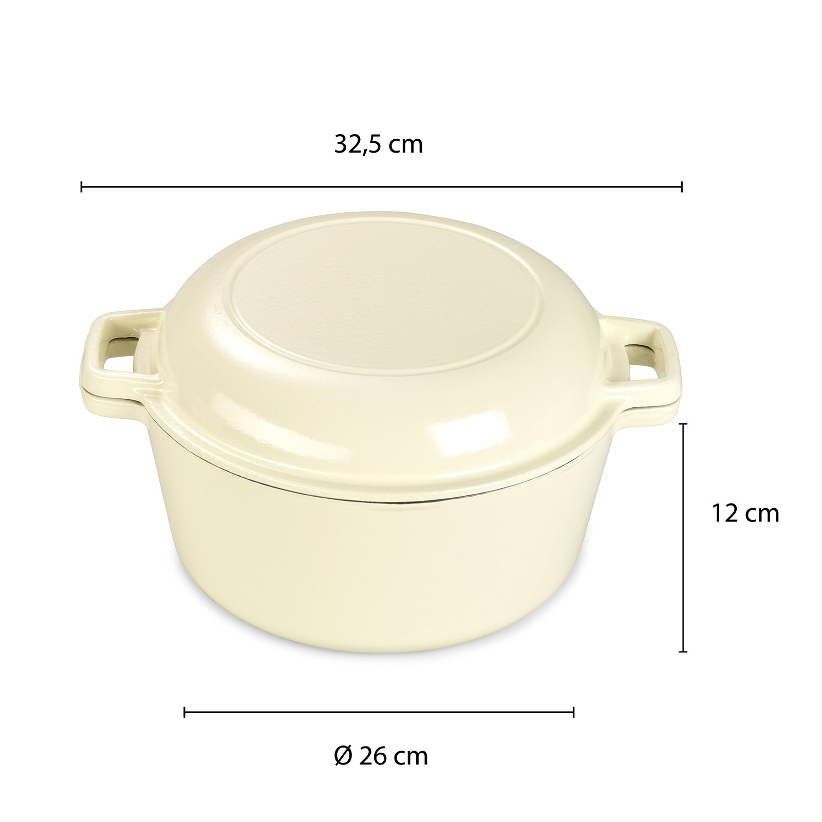 ECHTWERK Schmortopf und Servierpfanne 2-in-1 Set Creme aus Gusseisen 3,5 L