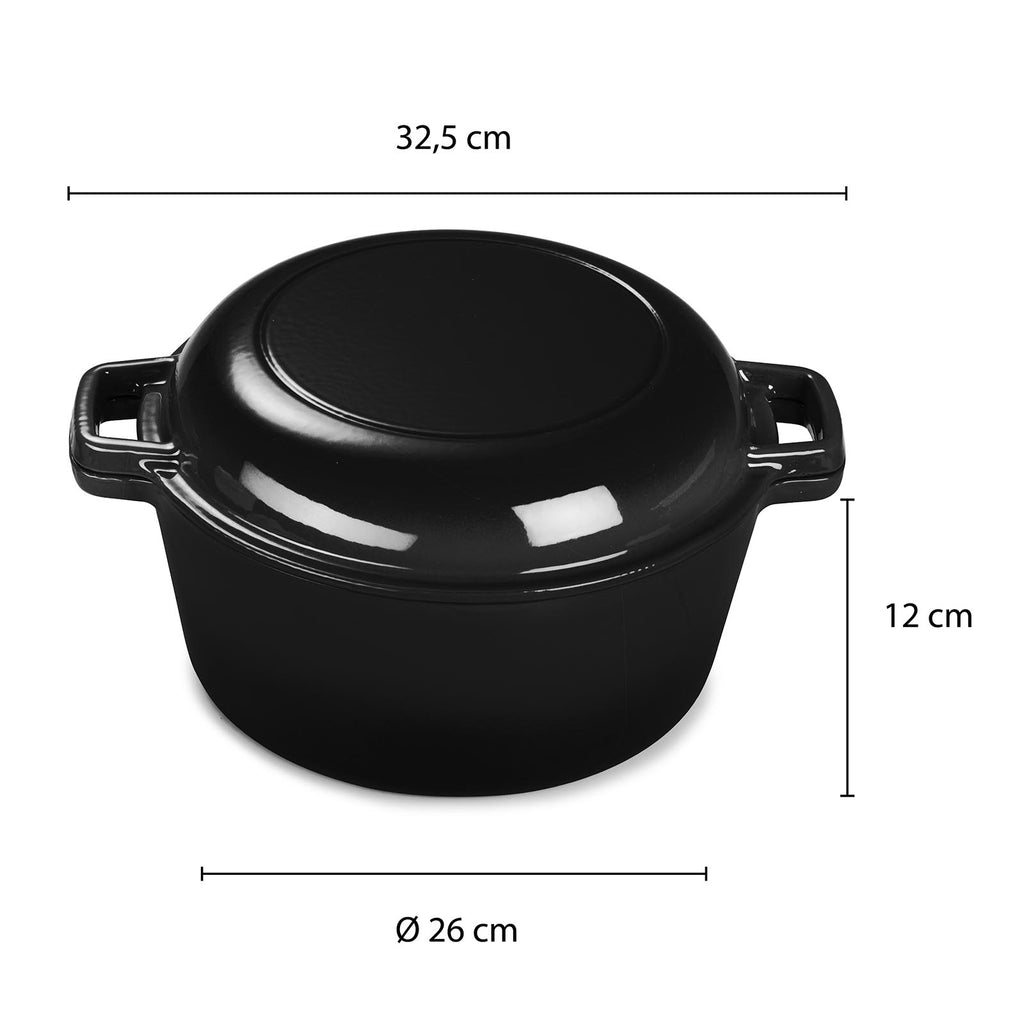 ECHTWERK Schmortopf und Servierpfanne 2-in-1 Set Schwarz aus Gusseisen 3,5 L