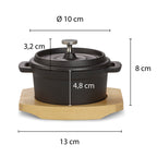 ECHTWERK Kochtopf Set aus Gusseisen 250 ml mit Servierbrett