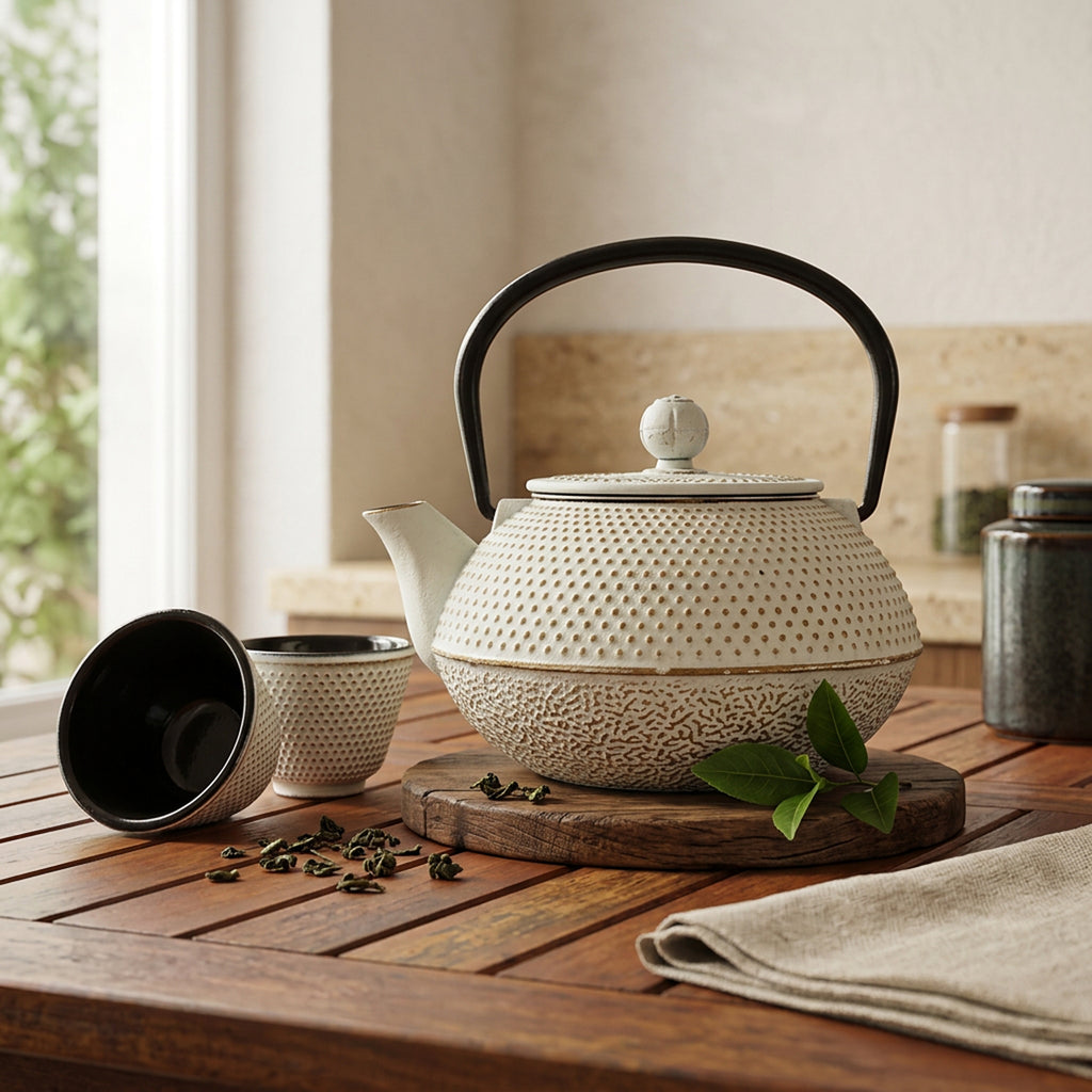Teeservice aus Gusseisen, 0,8L, Vintage-Design mit Teesieb aus Edelstahl