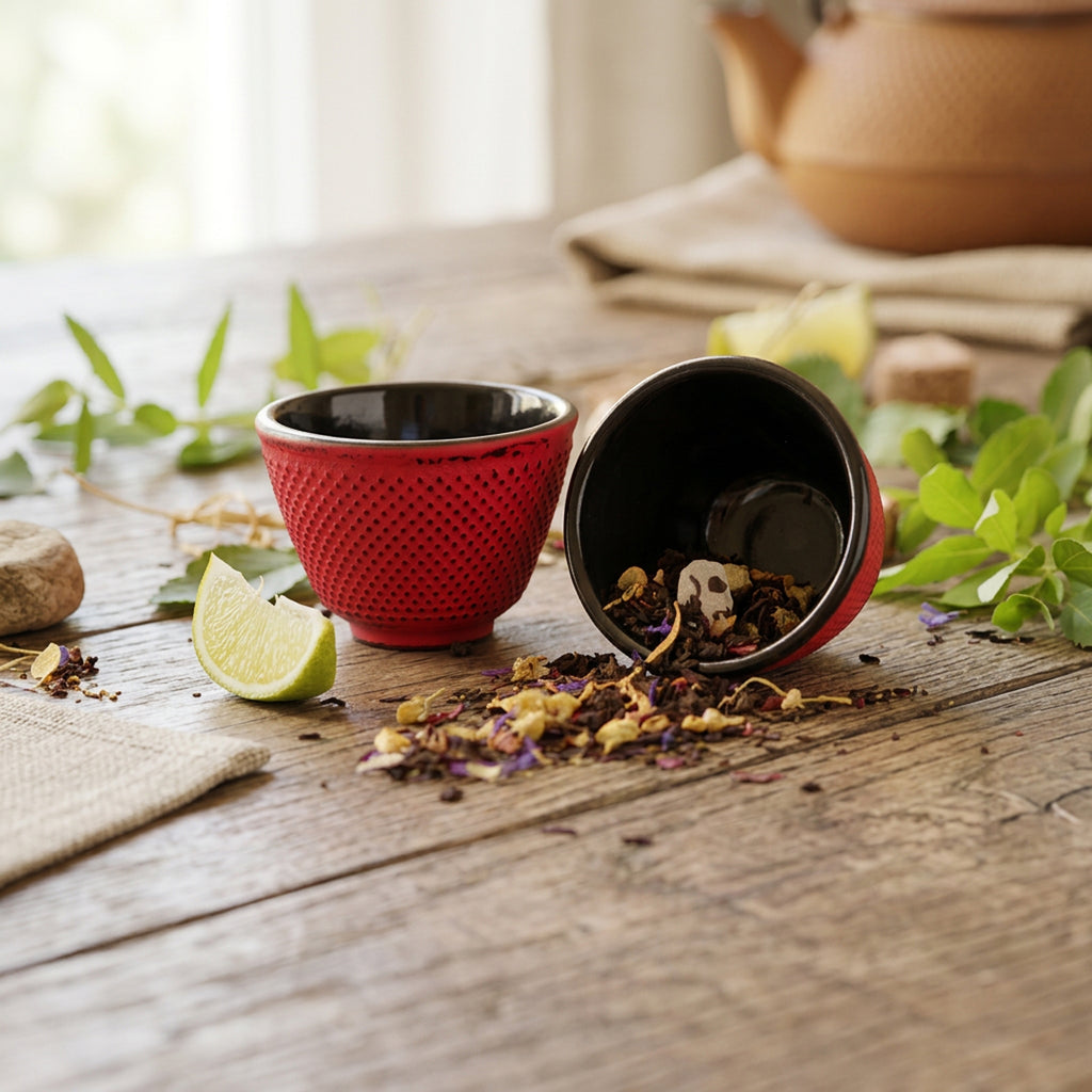 Teeservice aus Gusseisen, 0,8L, Vintage-Design mit Teesieb aus Edelstahl