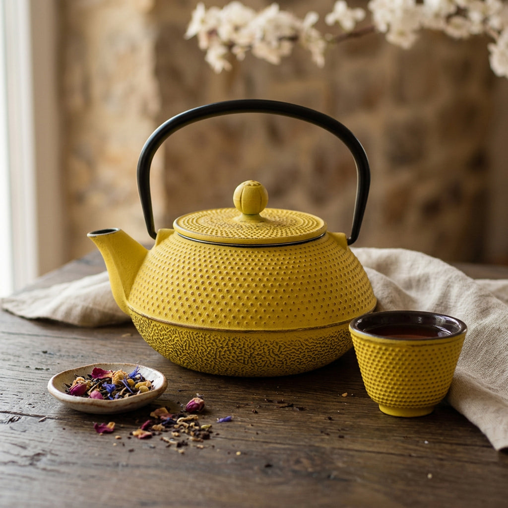 Teeservice aus Gusseisen, 0,8L, Vintage-Design mit Teesieb aus Edelstahl