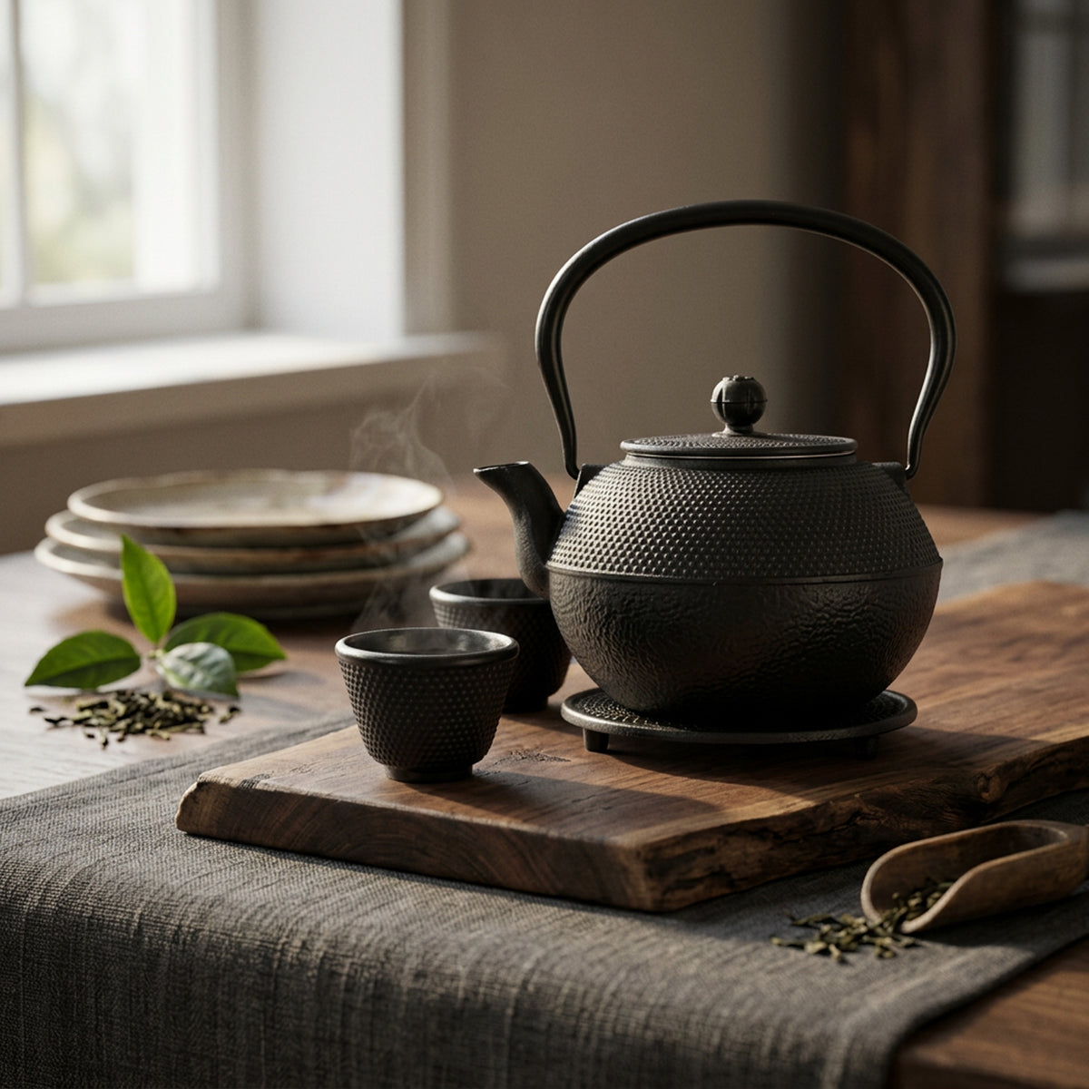 Teeservice aus Gusseisen, 1,1L, Vintage-Design mit Teesieb aus Edelstahl