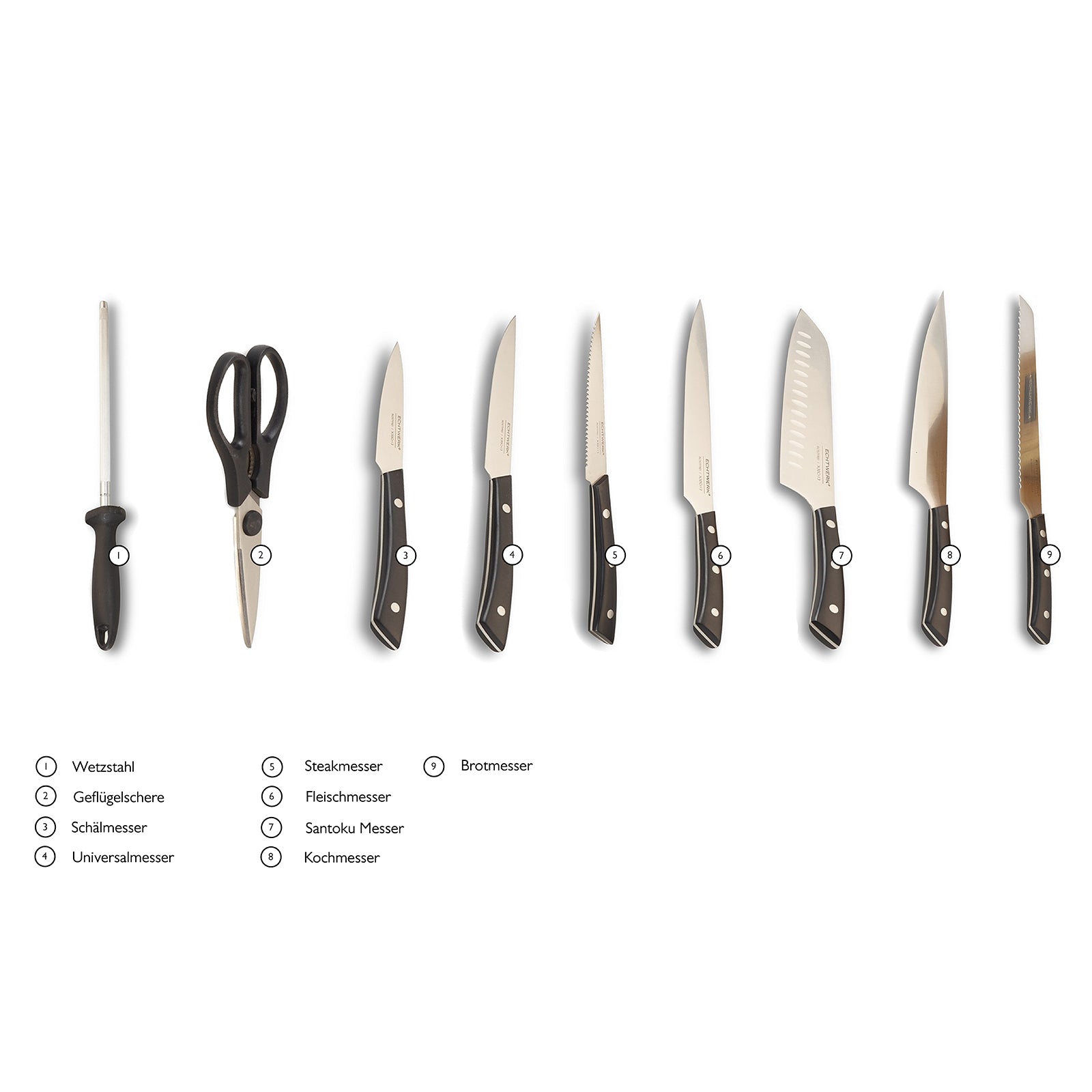 ECHTWERK Messerblock Set "Premium" aus Stahl