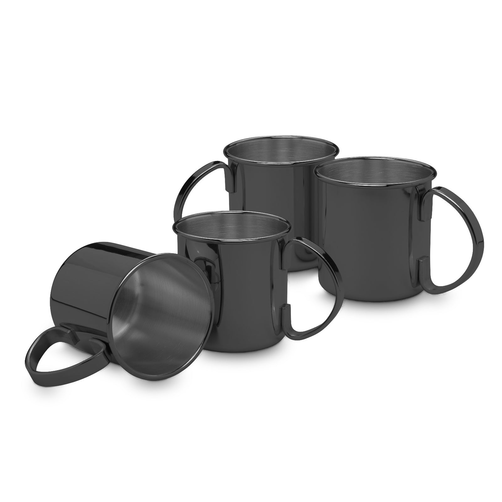 ECHTWERK Moscow Mule Becherset Schwarz aus Edelstahl 480 ml