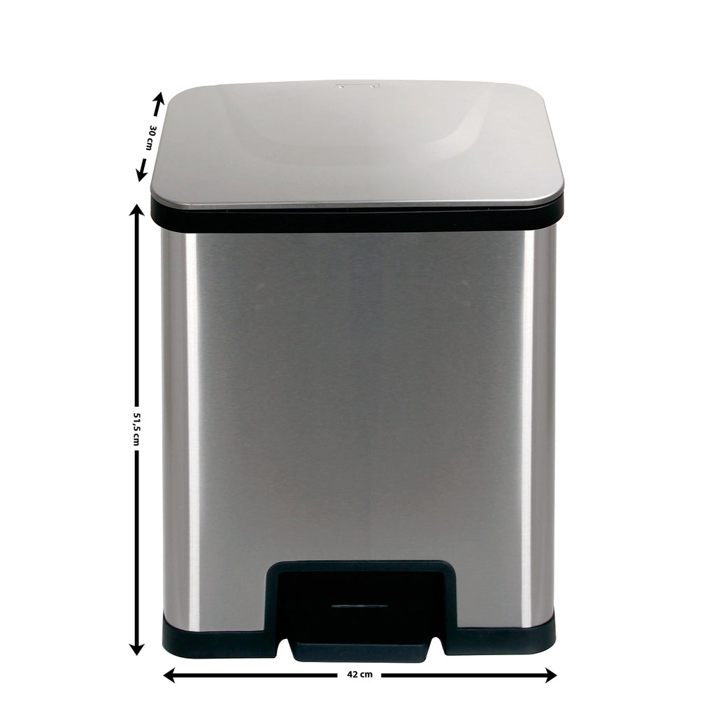 ECHTWERK Abfalleimer "POWER-STEP" Silber aus Edelstahl 38 Liter