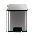 ECHTWERK Abfalleimer "POWER-STEP" Silber aus Edelstahl 38 Liter